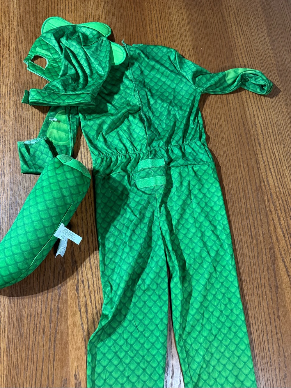PJ Masks Gekko Costume Kids Size L 4-6 Green Jumpsuit Mask Tail Halloween - Picture 8 of 8